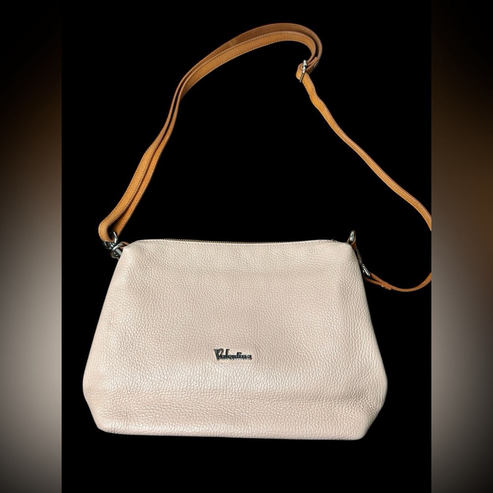 Valentina Beige Crossbody Bag Genuine Leather Made in Italy